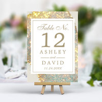 Numéro de table de mariage moderne iridescent scin