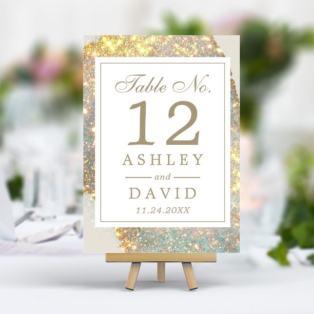 Numéro de table de mariage moderne iridescent scin (Créateur téléchargé)