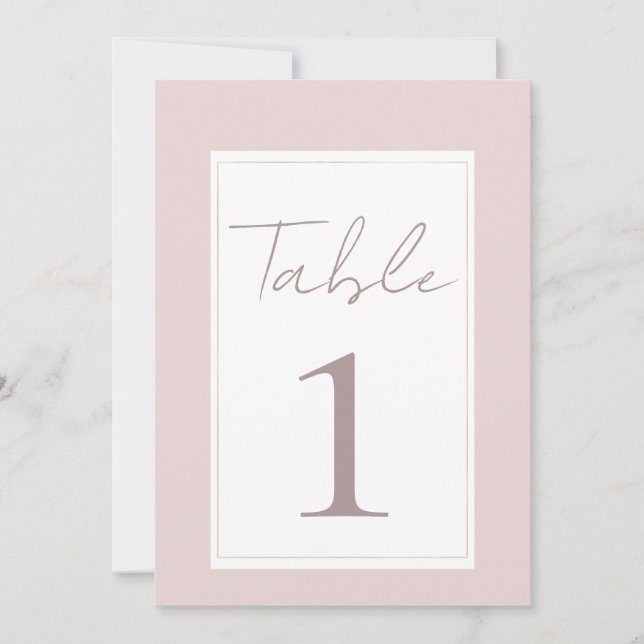 Numéro de table de mariage moderne rose huître et  (Devant)