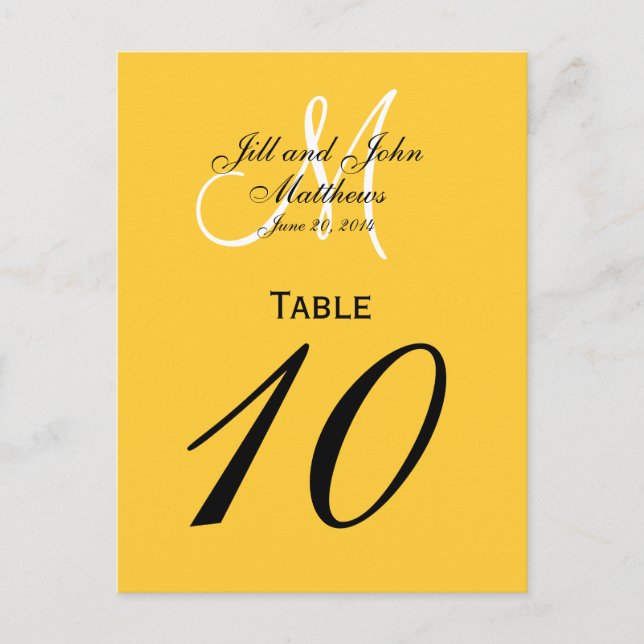 Numéro de table de Mariage Monogramme personnalisé (Devant)