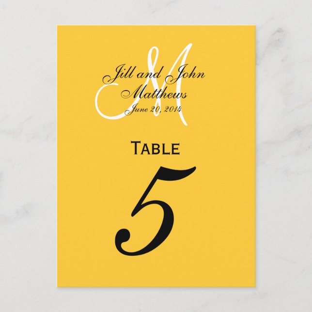 Numéro de table de Mariage Monogramme personnalisé (Devant)