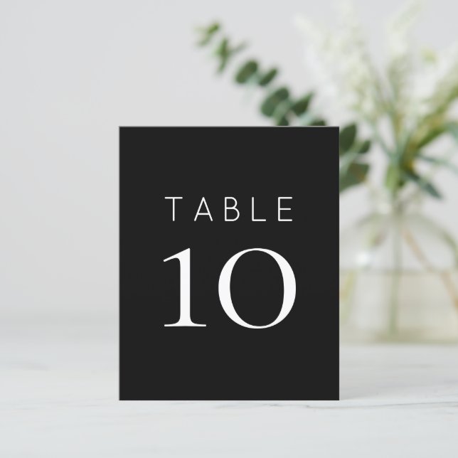 Numéro de table de Mariage noir blanc simple (Debout devant)