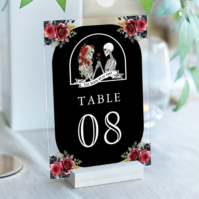 Numéro de table de mariage noir couple squelette g (Créateur téléchargé)