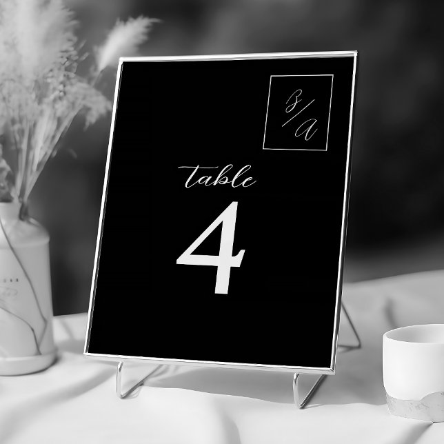 Numéro de table de mariage noir et blanc chic (Créateur téléchargé)