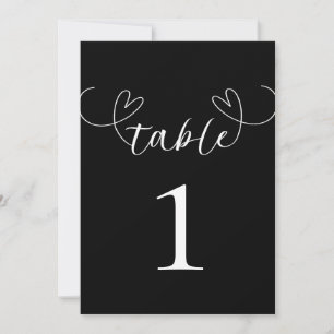 Numéro de table de mariage noir et blanc Modern He