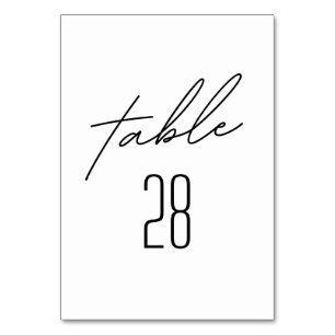 Numéro de table de mariage noir et blanc simplemen