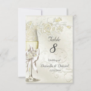 Numéro de table de mariage or crème perle floral r