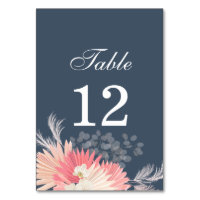 Numéro de table de mariage Orchidée Tropicale Bleu