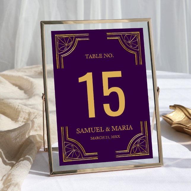 Numéro de table de mariage orné de doré pourpre ro (Créateur téléchargé)