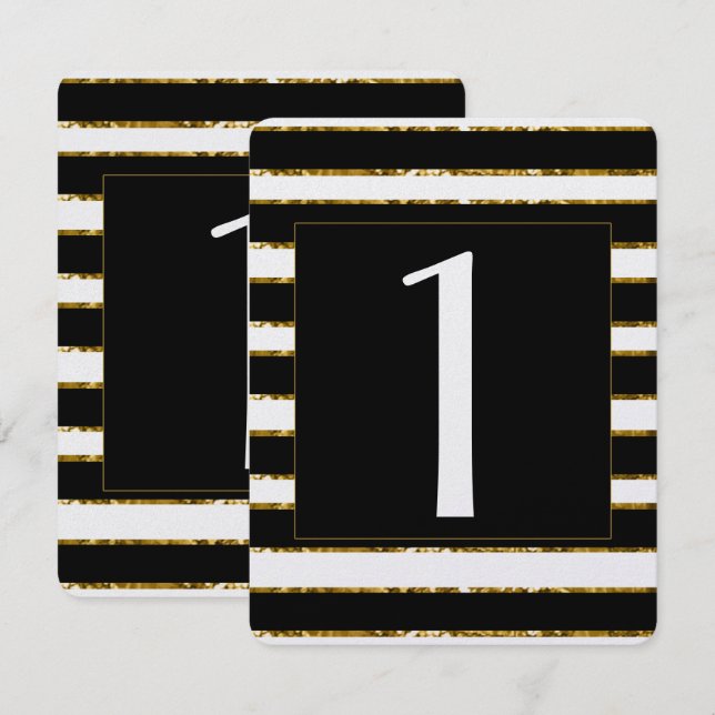 Numéro de table de mariage paillettes noir blanc e (Devant / Derrière)