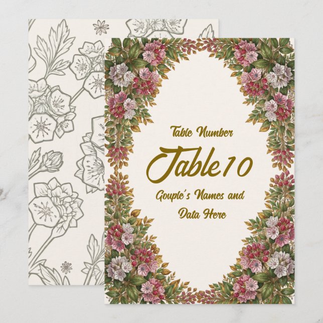 Numéro de table de mariage Pennsylvania Mountain L (Devant / Derrière)