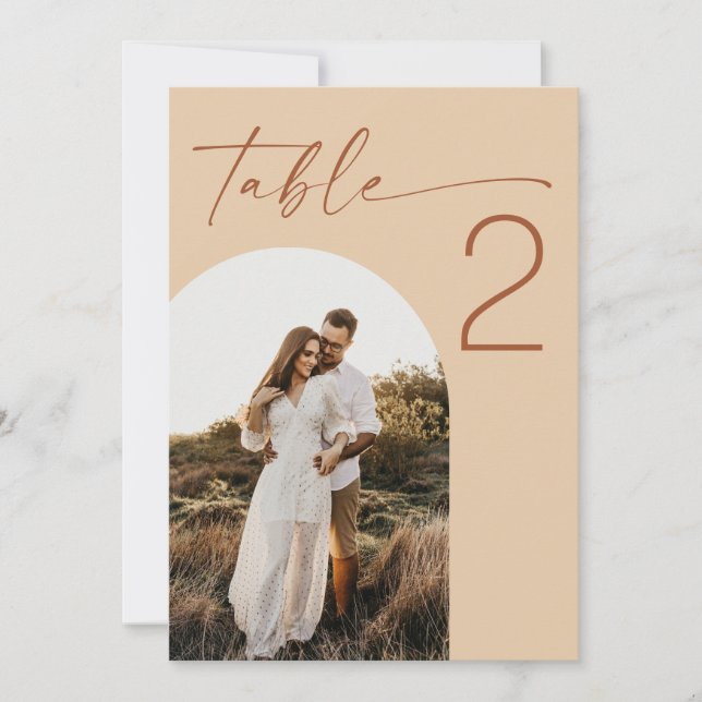 Numéro de table de mariage Photo Arc Sable Pêche C (Devant)