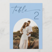 Numéro de table de mariage photo bleu ciel pastel 