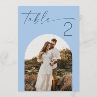 Numéro de table de mariage photo bleu ciel pastel