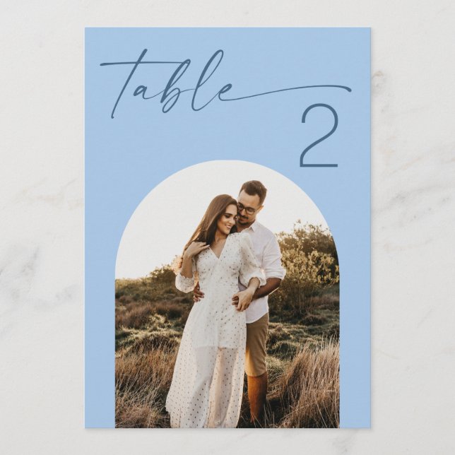 Numéro de table de mariage photo bleu ciel pastel  (Devant)