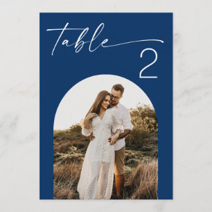 Numéro de table de mariage photo bleu marine profo