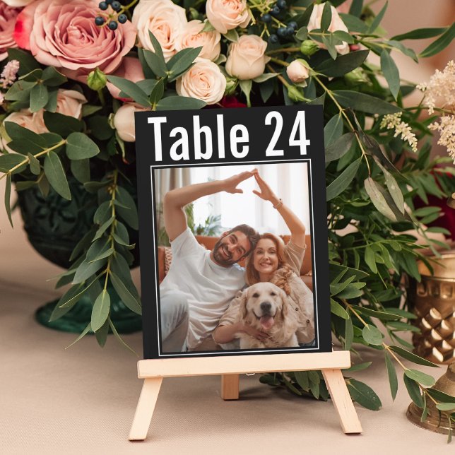 Numéro de table de mariage photo de chien noir chi (Créateur téléchargé)