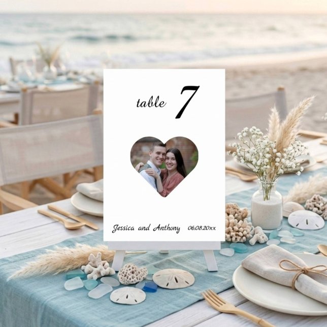 Numéro de table de mariage photo élégant unique bl (Créateur téléchargé)
