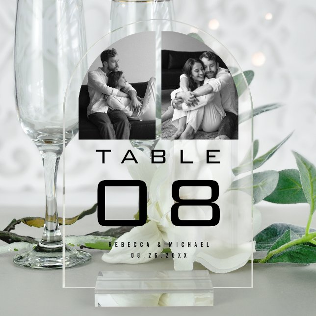 Numéro de table de mariage photo en arche en acryl (Créateur téléchargé)