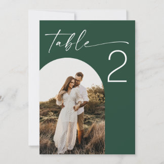 Numéro de table de mariage photo forêt sombre vert