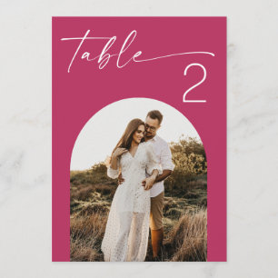 Numéro de table de mariage photo moderne rose fram