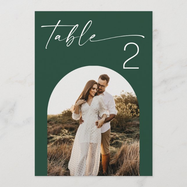 Numéro de table de mariage photo Vert foncé de la  (Devant)