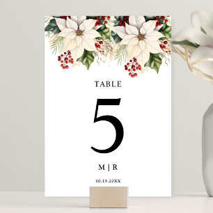 Numéro de table de mariage Poinsettia blanche aux