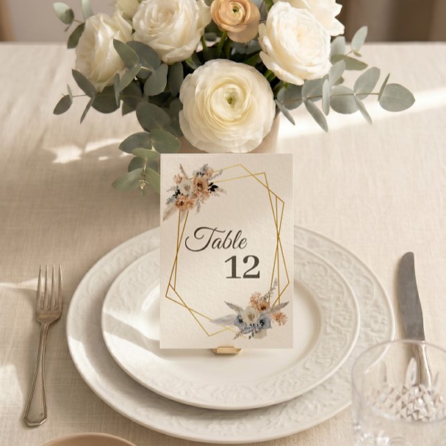 Numéro de table de mariage poussiéreux bleu beige  (Créateur téléchargé)