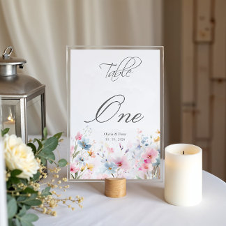 Numéro de table de mariage Prairie de fleurs sauva