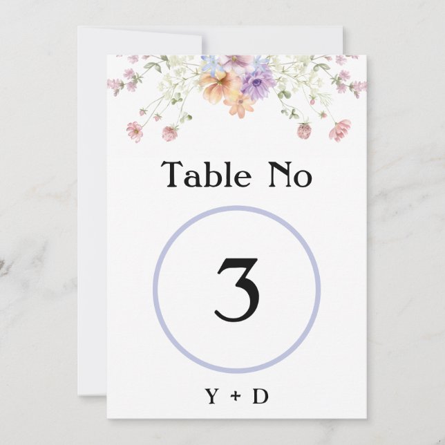 Numéro de table de mariage printanier aux fleurs s (Devant)