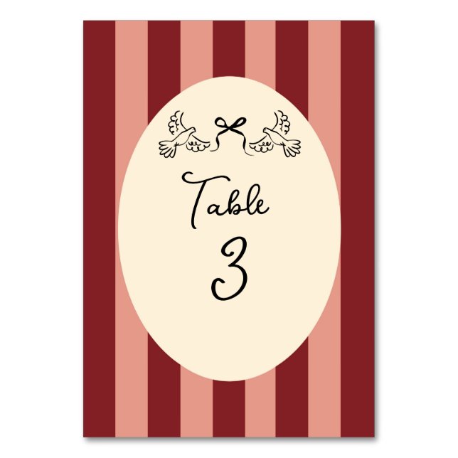 Numéro de table de mariage rayé rose rouge caprici (Par défaut)
