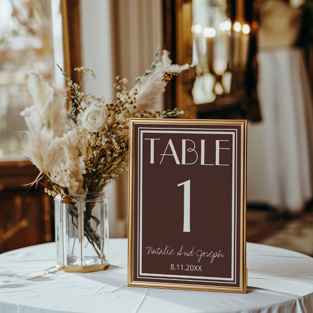 Numéro de table de mariage rétro marron chocolat c (Créateur téléchargé)