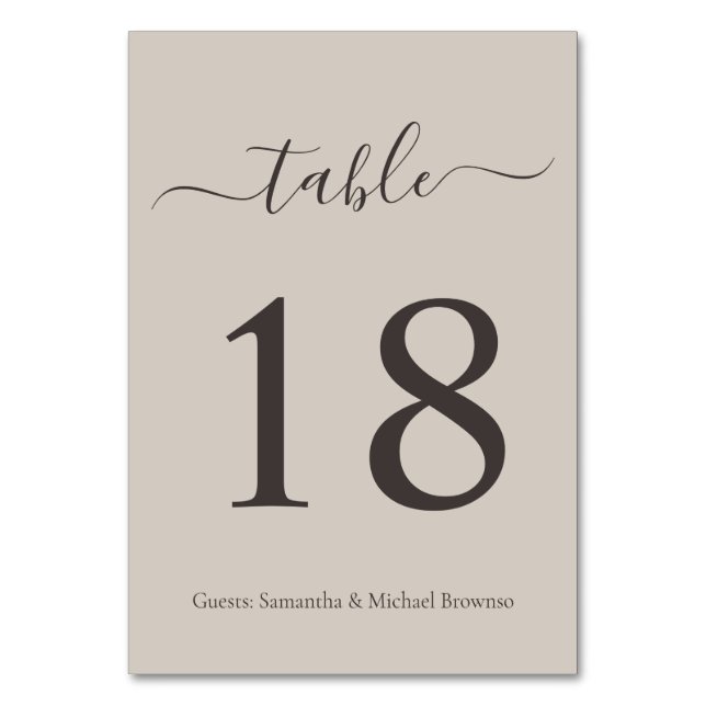 Numéro de table de mariage romantique en écriture  (Par défaut)
