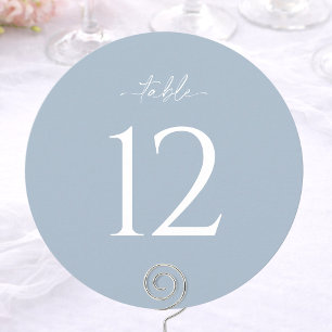Numéro de table de mariage rond bleu poussiéreux