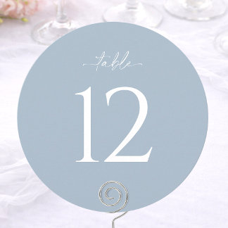 Numéro de table de mariage rond bleu poussiéreux