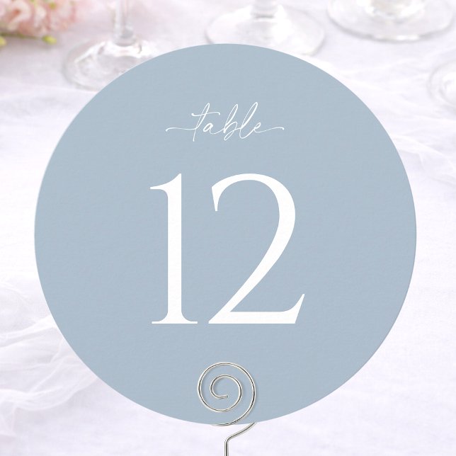 Numéro de table de mariage rond bleu poussiéreux (Créateur téléchargé)