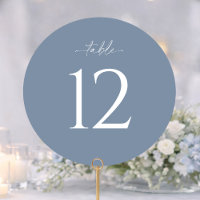 Numéro de table de mariage ronde bleu poussiéreux