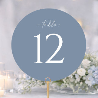 Numéro de table de mariage ronde bleu poussiéreux