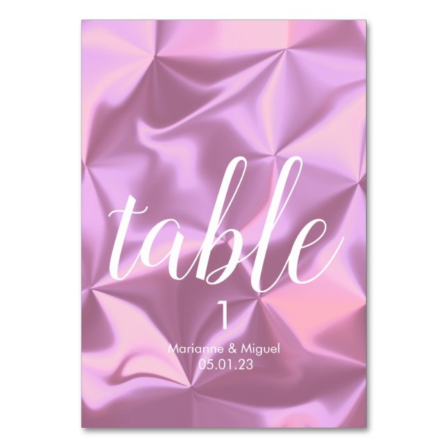 Numéro de table de mariage rose avec feuille d'alu (Par défaut)