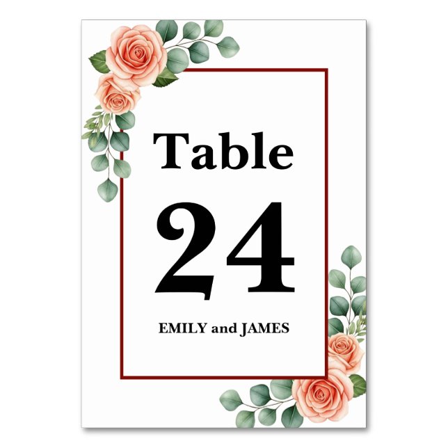 Numéro de table de mariage Rose Bourgogne pêche (Par défaut)