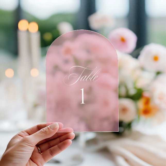 Numéro de table de mariage rose en acrylique Arch (Arch Acrylic Pink Wedding Table Number)