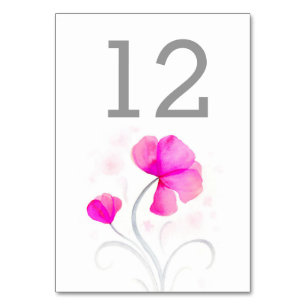 Numéro de table de mariage rose fleur sauvage aqua