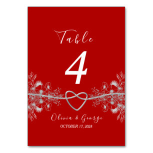 Numéro de table de mariage rouge et noir