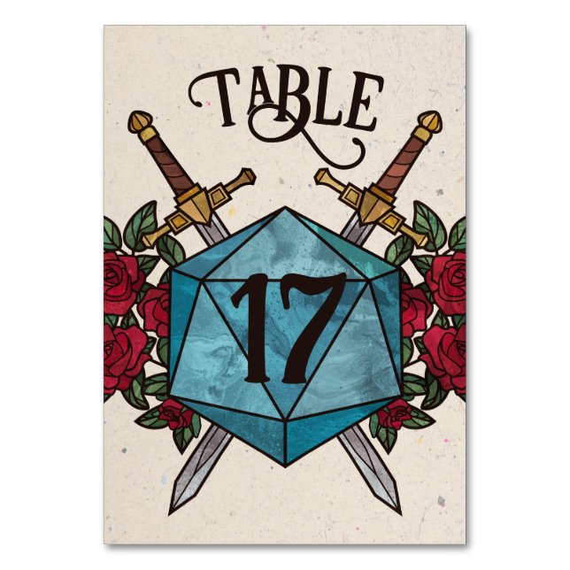 Numéro de table de mariage RPG D20 Roses (Par défaut)