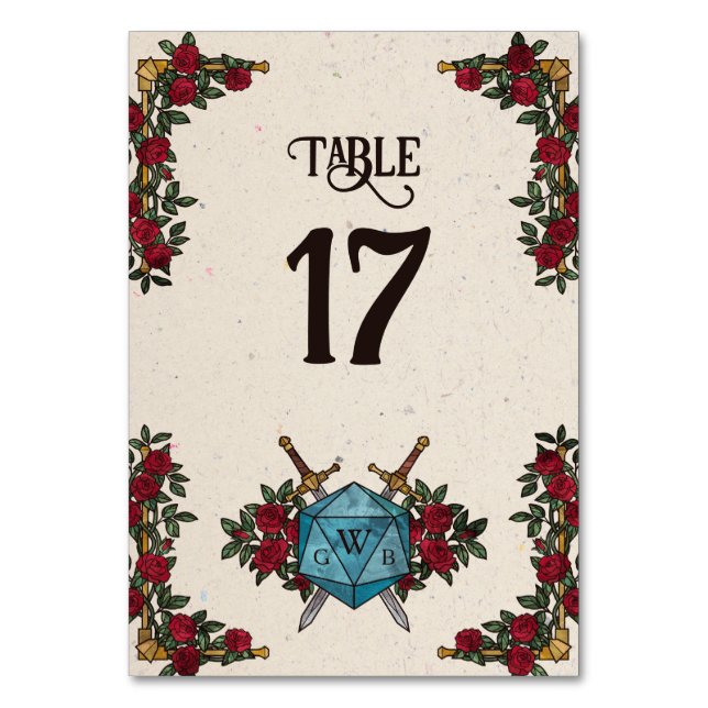 Numéro de table de mariage RPG Roses Monogramme D2 (Par défaut)