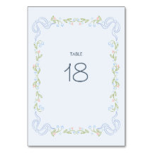 Numéro de table de mariage ruban jardin pastel