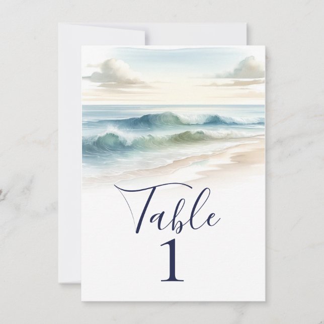 Numéro de table de mariage rustique avec vagues de (Devant)
