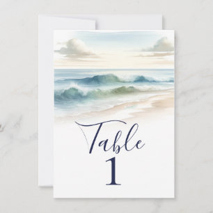 Numéro de table de mariage rustique avec vagues de