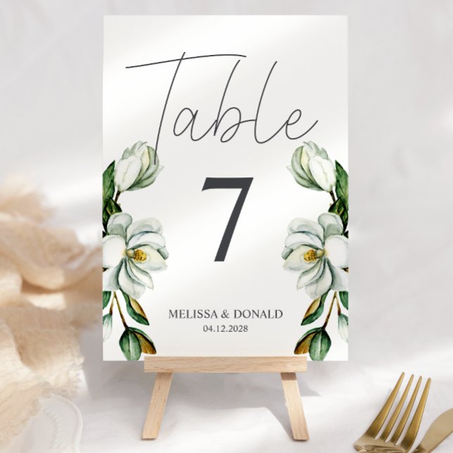 Numéro de table de mariage rustique floral Magnoli (Créateur téléchargé)