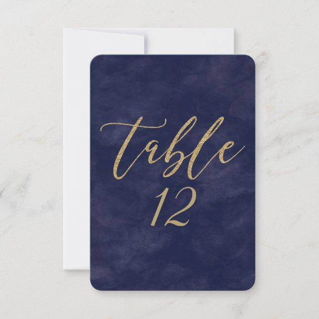 Numéro de table de mariage simple à l'aquarelle et (Devant)